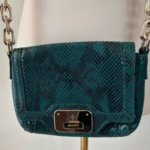 Cole Haan Green Snakeskin Embossed Leather  Crossbody Bag